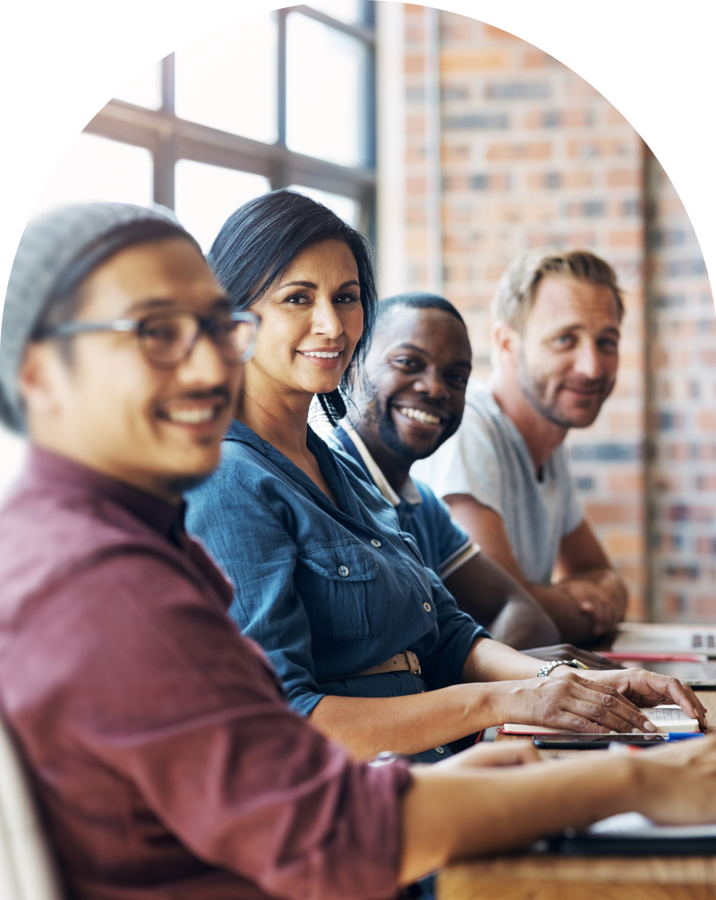 diverse group smiling at camera